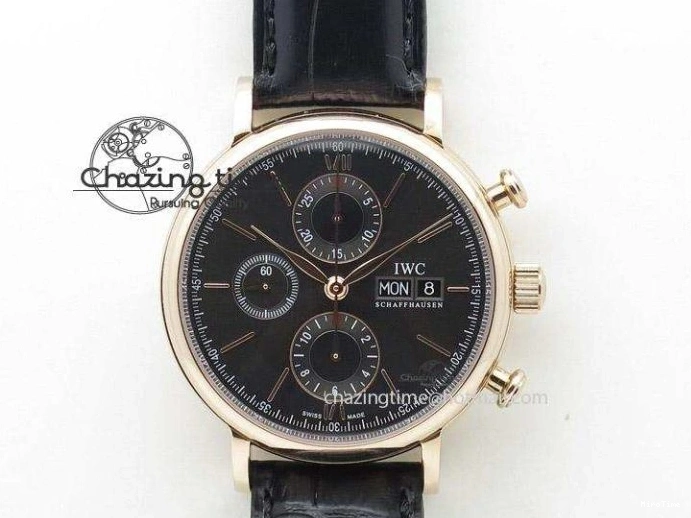 MIROTIME 0310 SmartChoice Mark XVIII IW327006 Titanium M+F 1:1 Best Edition Black Dial on Brown Leather Strap A 7145